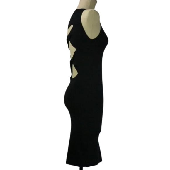 Zara Womens Knit Back Cut Out Midi Party Sleeveless Dress Fitted Bodycon Black M - Picture 5 of 6